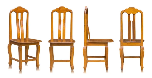 Conjunto de cadeira de madeira isolada no fundo branco — Fotografia de Stock