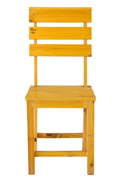 Вид спереди на деревянный стул, изолированный на белом с вырезанной дорожкой — стоковое фото