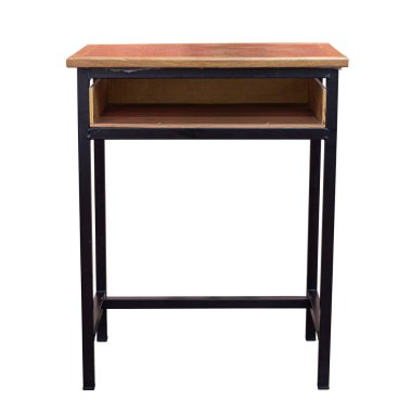 Ahşap masa üzerinde beyaz kırpma yolu ile izole