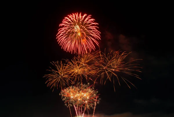 Fuegos Artificiales Fondo Del Cielo Oscuro — Foto de Stock