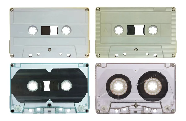 Set Cassettebandje Geïsoleerd Wit Met Uitknippad — Stockfoto