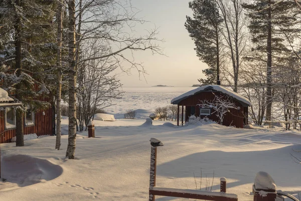 Gefrorenes Meer, Winter in Lappland, Schweden, vasterbotten — Stockfoto