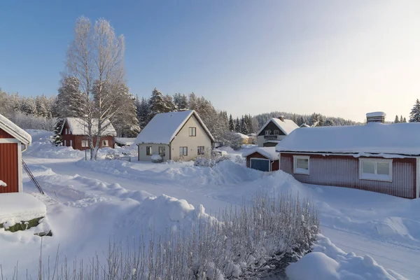 Der Winter im schwedischen Lappland, Häuser — Stockfoto