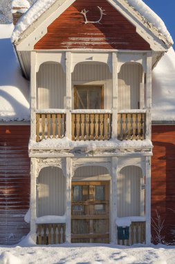 ahşap ev, İsveçli Lapland kışın donmuş