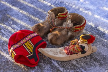 İsveçli Lapland, tipik nesne Laponya kışın