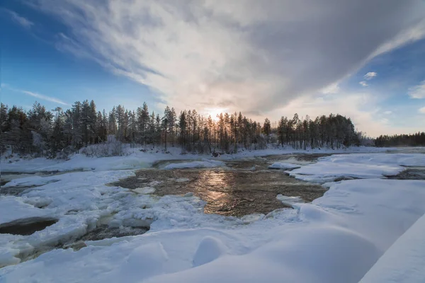 Storforsens Naturreservat Muy Importante Los Rápidos Fluviales Norrbotten Suecia Durante — Foto de Stock