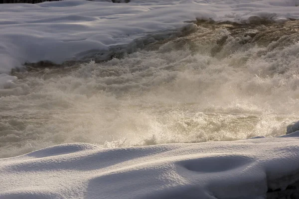 Storforsens Naturreservat Bardzo Ważnych Rzek Norrbotten Szwecja Podczas Winther — Zdjęcie stockowe