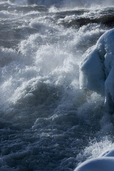 Storforsens Naturreservat Sehr Wichtige Stromschnellen Norrbotten Schweden Winter — Stockfoto