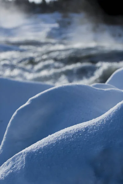Storforsens Naturreservat Nagyon Fontos Folyami Zuhatagok Norrbotten Svédország Télen — Stock Fotó