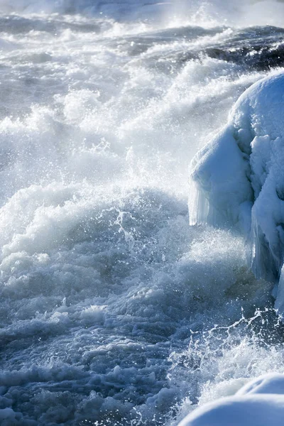 Storforsens Naturreservat Sehr Wichtige Stromschnellen Norrbotten Schweden Winter — Stockfoto