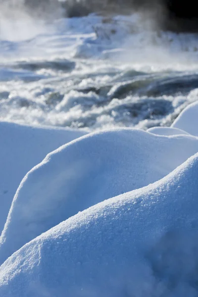 Storforsens Naturreservat Sehr Wichtige Stromschnellen Norrbotten Schweden Winter — Stockfoto