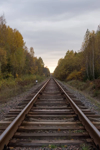 Ferroviária indo para o horizonte — Fotografia de Stock