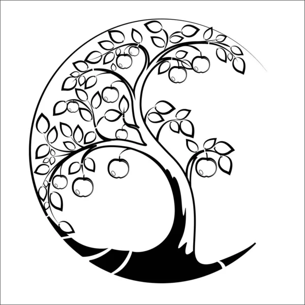 Stylized Image Tree Circular Pictogram Use Ornaments Logos — Stock Vector