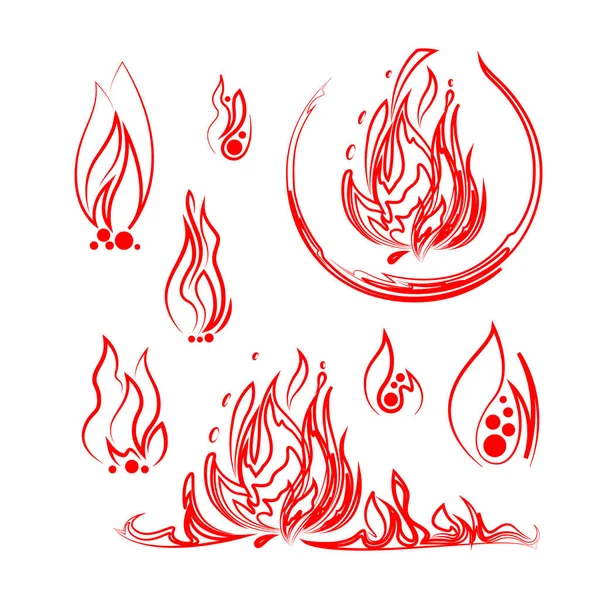 Vector Image Fire Symbols Icons Use Design — Stock Vector