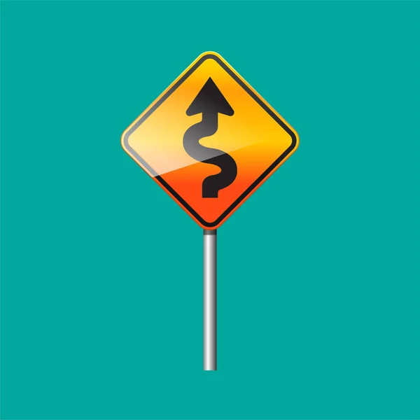 曲がりくねった道路標識ベクトル図 — ストックベクタ