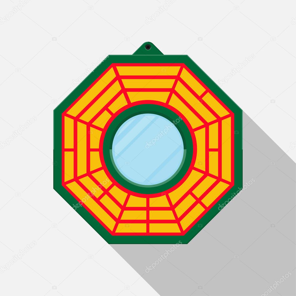 Bagua feng shui mirror vector flat design.