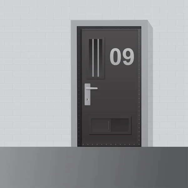 Πόρτες Φυλακής Λευκό Τούβλο Εικονογράφηση Διάνυσμα Τοίχο — Διανυσματικό Αρχείο