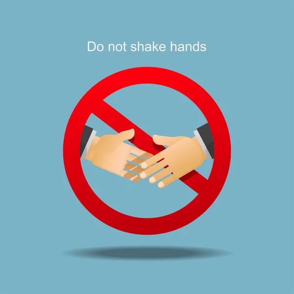 Nie Ściskaj Dłoni Polityki Czerwony Znak Zakazu Uścisku Dłoni Społeczne — Wektor stockowy