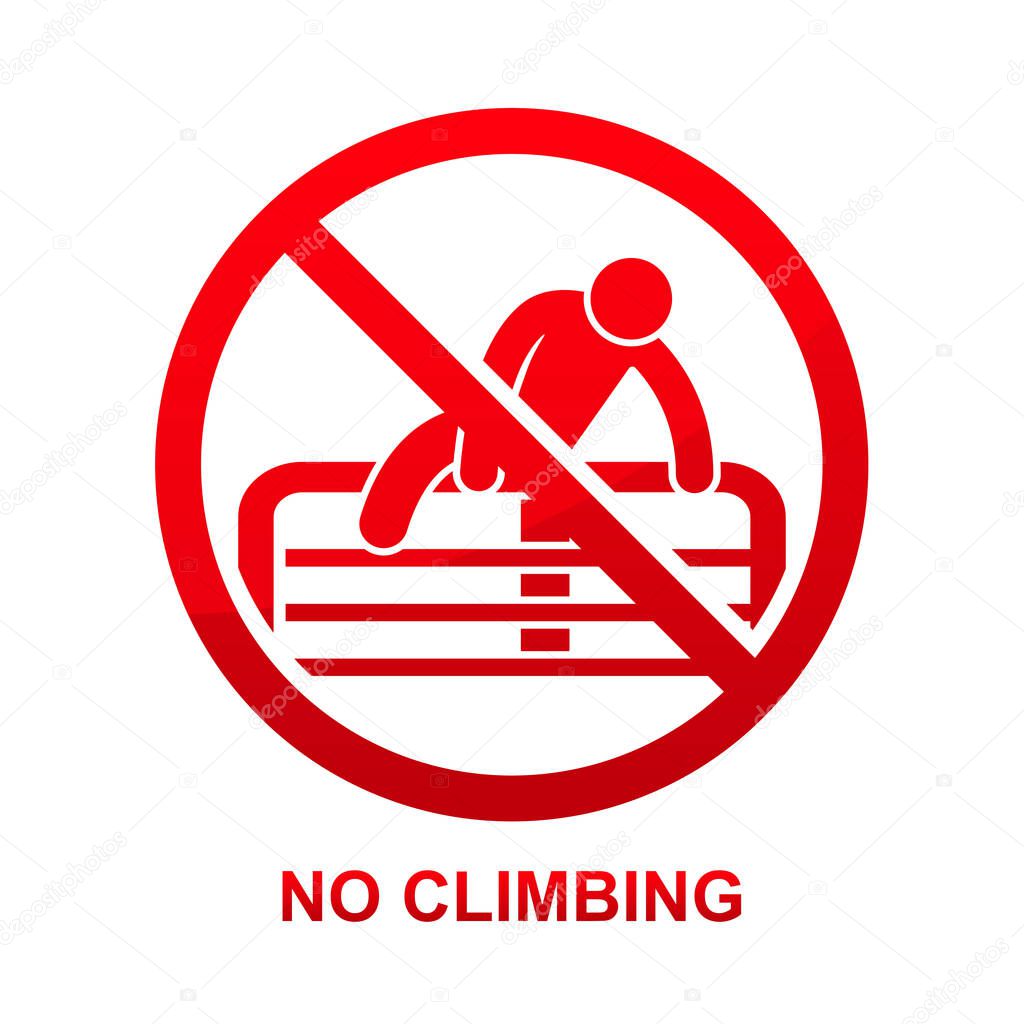 No climbing sign isolated on white background vector illustration.