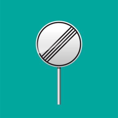 Hız sınırı işareti yok, hız sınırı işareti sona erdi, vektör illüstrasyonu arkaplanda izole edildi.