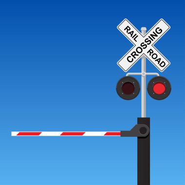 Demiryolu geçiş vektörü düz tasarım.