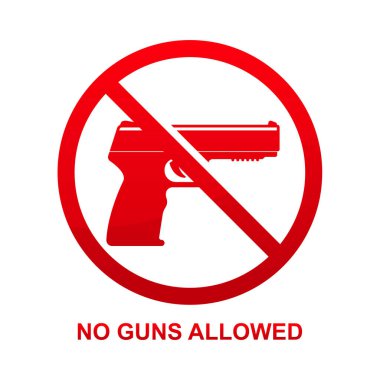 Beyaz arkaplan vektör illüstrasyonunda silahlara izin verilmiyor.