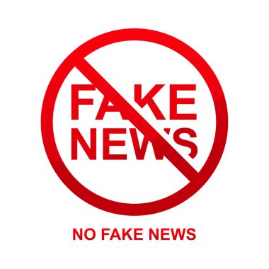 Beyaz arkaplan vektör illüstrasyonunda sahte haber işareti yok.