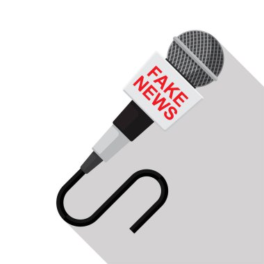 Mikrofon sahte haberleri beyaz arkaplan vektör illüstrasyonunda izole edildi.