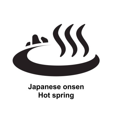 Japon onsen simgesi beyaz arkaplan vektör illüstrasyonunda izole.