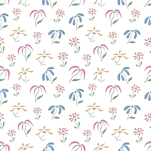 Beyaz zemin üzerine suluboya çiçek Seamless Modeli