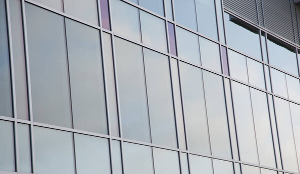 Purple and blue glass on a modern office