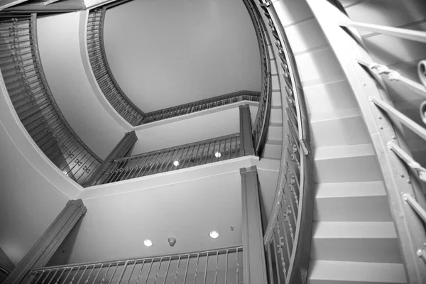 underside of a round staircase