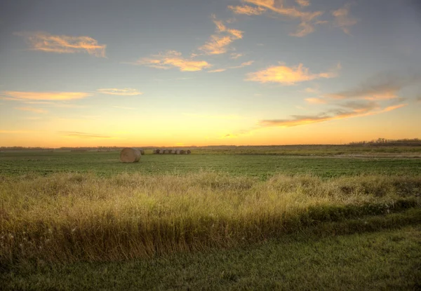 Zonsondergang op de prairie veld — Stockfoto