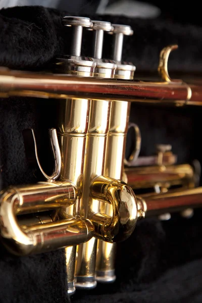 Válvulas em um trompete — Fotografia de Stock