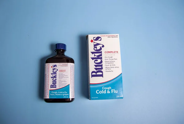 Buckleys Cough Syrup Halifax Canada April 2020 Bottle Container Buckley — Stock Photo, Image