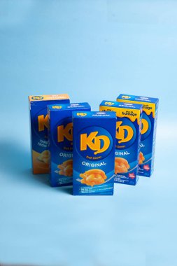 April 11, 2020- Halifax, Canada: Boxes of three cheese or original Kraft Dinner clipart