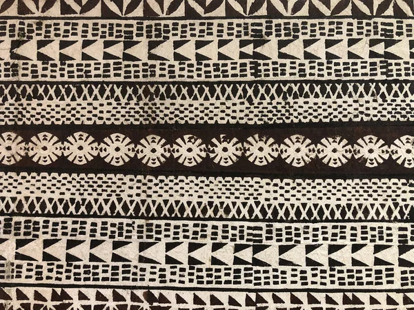Autentyczny Tradycyjny Wzór Tkaniny Wyspach Pacyfiku Polinezyjski Wzór Plemienny — Zdjęcie stockowe