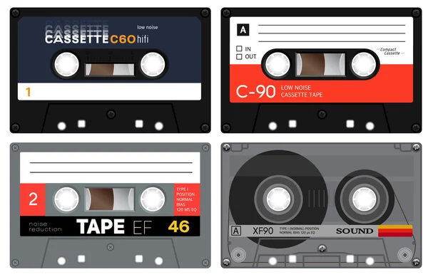 Fitas de cassetes de áudio de plástico —  Vetores de Stock