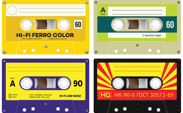 Grabaciones de cassette de audio — Vector de stock