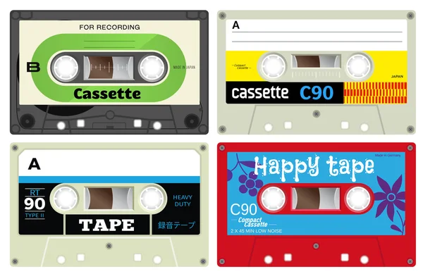 Cintas de casete de audio de plástico — Archivo Imágenes Vectoriales