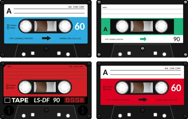 Grabaciones de cassette de audio — Vector de stock