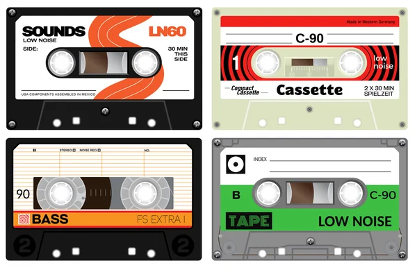 Audio plastic cassette tapes — Stockvector