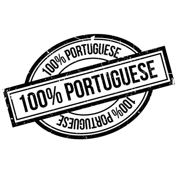 100 τοις εκατό Πορτογαλικά καουτσούκ σφραγίδα — Διανυσματικό Αρχείο