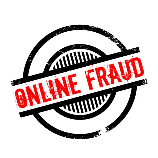 Carimbo de borracha de fraude online — Vetor de Stock