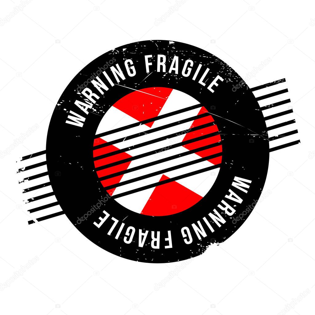 Warning Fragile rubber stamp