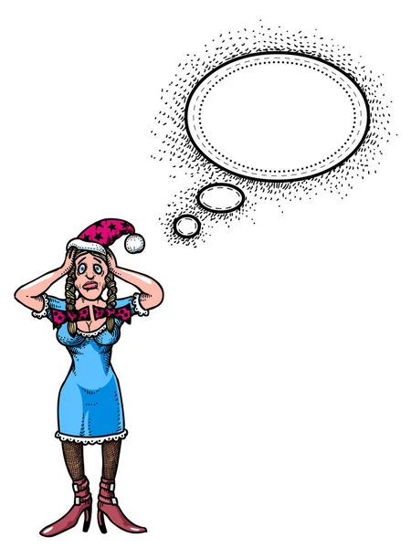 ผู้หญิงที่เครียดใส่หมวกซานต้า-100 — ภาพเวกเตอร์สต็อก