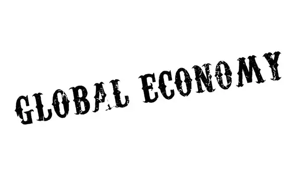 Глобальна економіка гумова марка — стоковий вектор