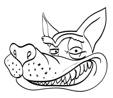 Çizgi film görüntü sırıtan kurt yüz