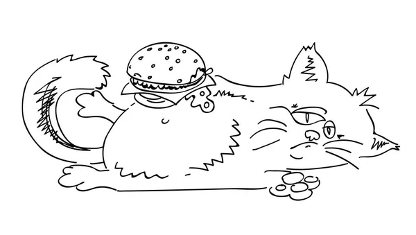 太った猫の漫画のイメージ — ストックベクタ