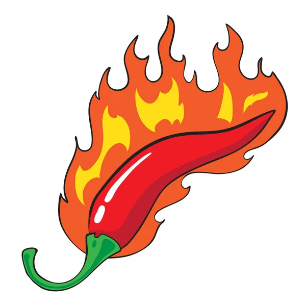 Karikatur von flammender scharfer Chilischote — Stockvektor